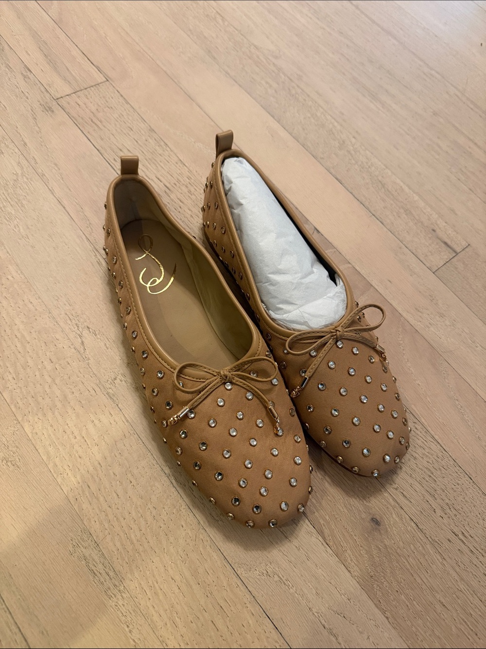 Sam Edelman Studded Tan Ballet Flats - Women's